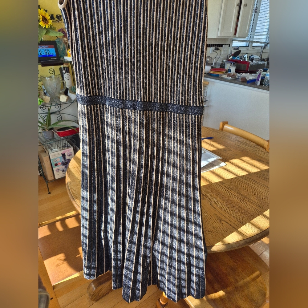Banana Republic Metallic Stripe Sweater Dress,Black Stripe SIZE L - Picture 5 of 9